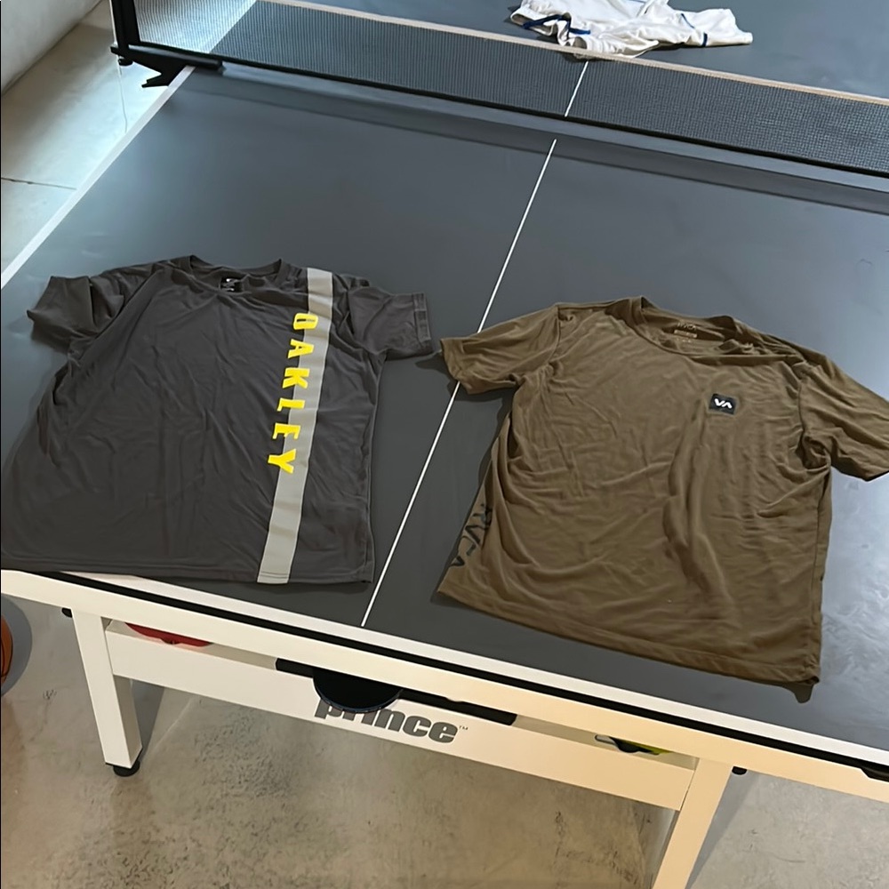 Oakley Gray and RVCA Olive Short Sleeve Tees